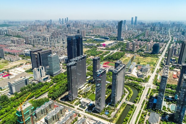 una vista de ojo de pájaro de shanghai