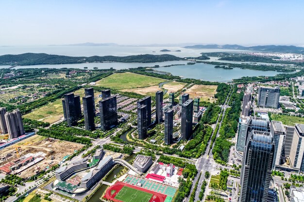 una vista de ojo de pájaro de shanghai