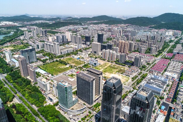 una vista de ojo de pájaro de shanghai