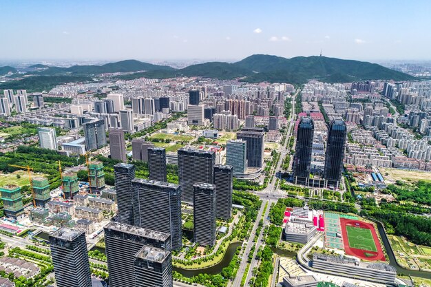 una vista de ojo de pájaro de shanghai