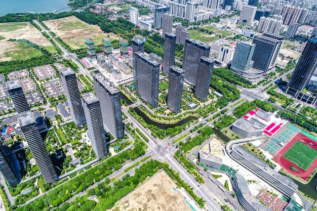 una vista de ojo de pájaro de shanghai