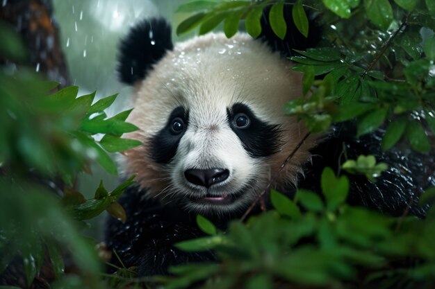 Vista del oso panda en la naturaleza