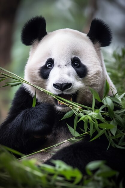 Vista del oso panda en la naturaleza