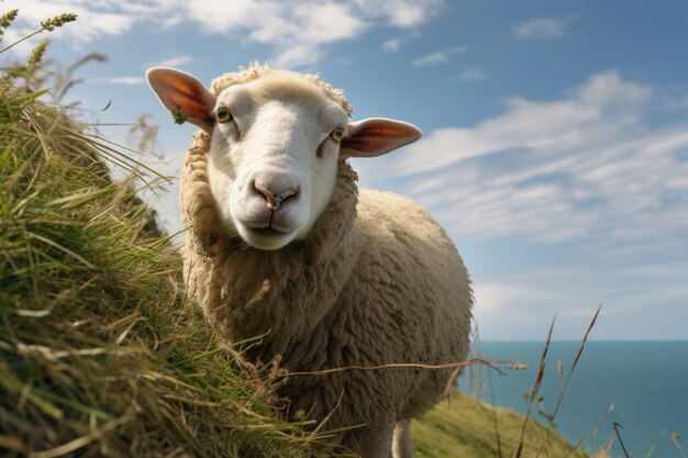 Vista de las ovejas al aire libre en la naturaleza