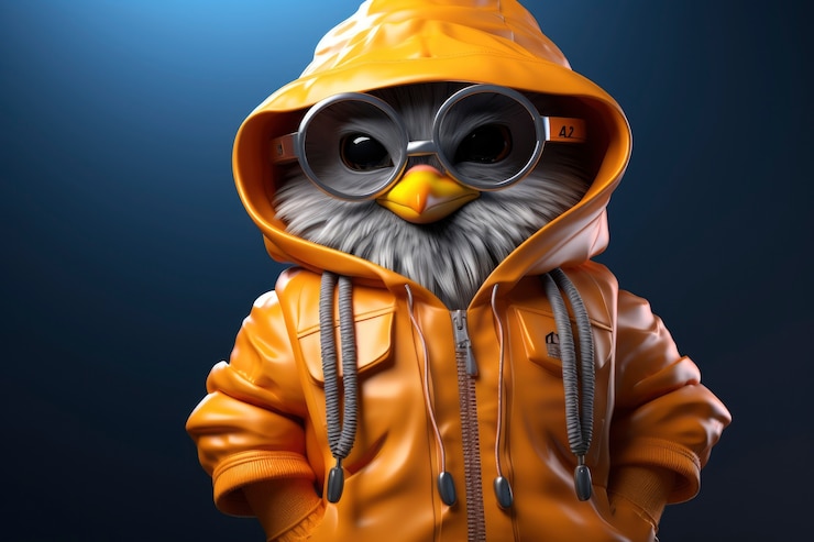 Foto gratuito vista del pájaro de dibujos animados en 3d