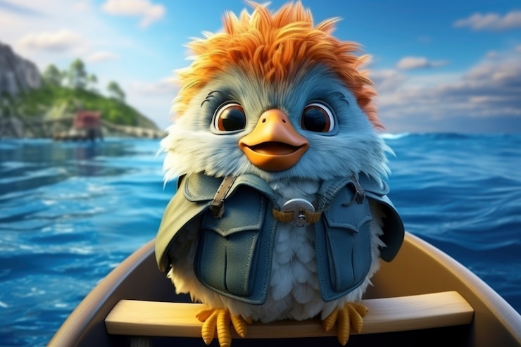 Foto gratuito vista del pájaro de dibujos animados en 3d