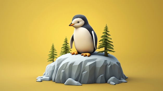 Foto gratuita vista del pájaro pingüino en 3d