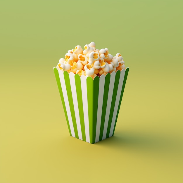 Foto gratuita vista de las palomitas de maíz del cine en 3d