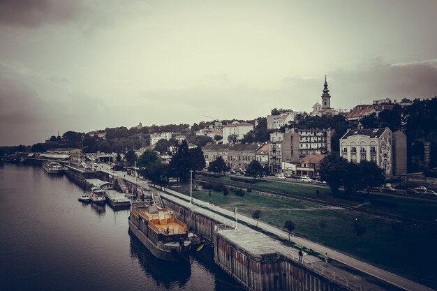 Vista panorámica de Belgrado y el río Sava. República de Serbia