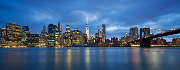 Vista panorámica de la ciudad de Nueva York Manhattan Midtown al atardecer