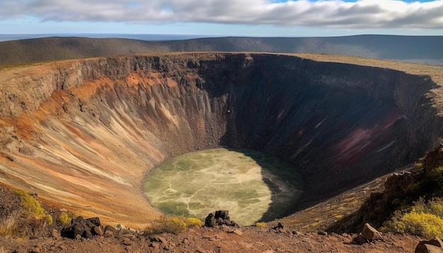 Foto gratuita vista panorámica del cráter volcánico en erupción en terreno africano extremo generado por ia