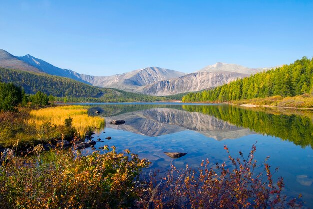 Vista panorámica de las montañas y el lago.