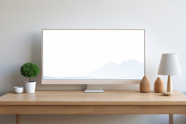 Vista de la pantalla del monitor de la computadora con el escritorio