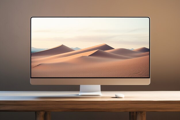 Vista de la pantalla del monitor de la computadora con el escritorio
