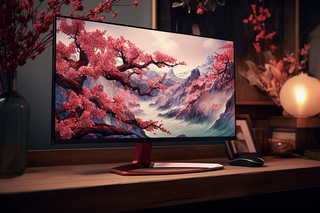 Vista de la pantalla del monitor de la computadora con el escritorio