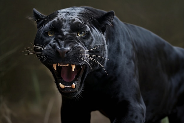 Vista de pantera negra en la naturaleza