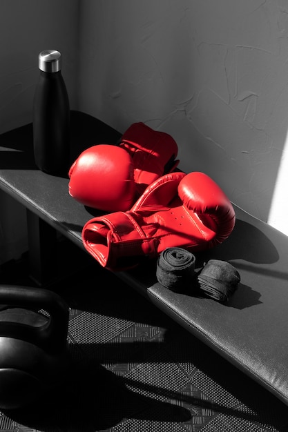 Foto gratuita vista, de, par, de, guantes de boxeo