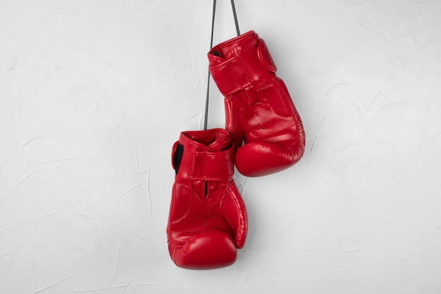 vista, de, par, de, guantes de boxeo