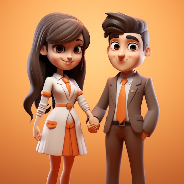 Foto gratuita vista de pareja de negocios 3d