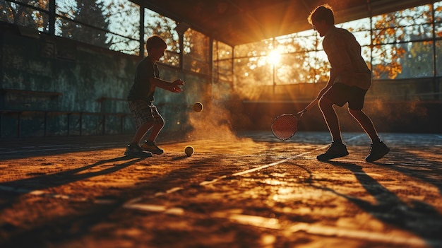 Foto gratuita vista de un partido de tenis en la cancha