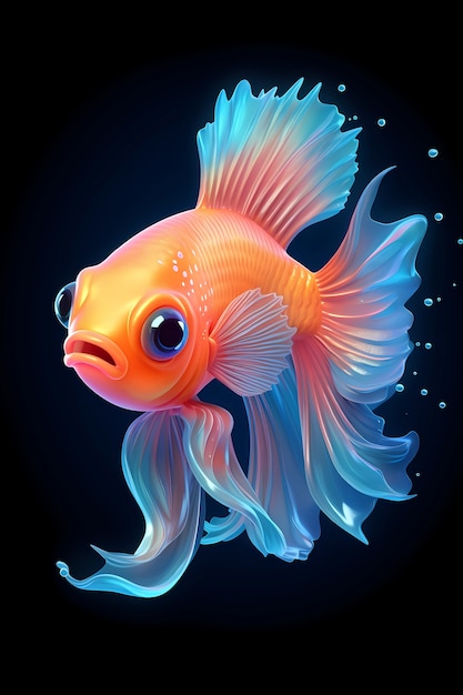 Foto gratuita vista de peces coloridos en 3d