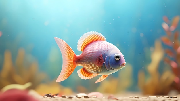 Foto gratuita vista de peces coloridos en 3d