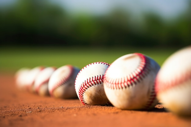 Foto gratuita vista de las pelotas de béisbol en el campo