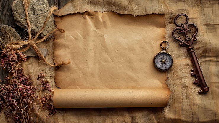 Foto gratuito vista de un pergamino antiguo para escribir y documentar la historia