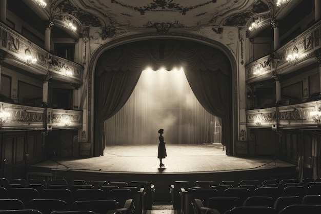 Foto gratuita vista de una persona negra y blanca asistiendo al teatro