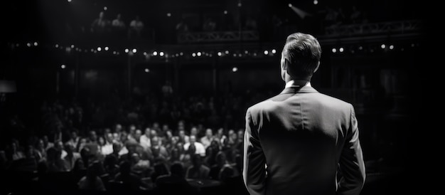 Foto gratuita vista de una persona negra y blanca asistiendo al teatro