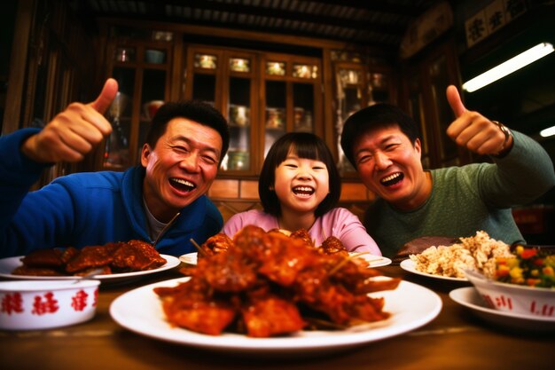 Foto gratuita vista de las personas que asisten a la cena de reunión del año nuevo chino