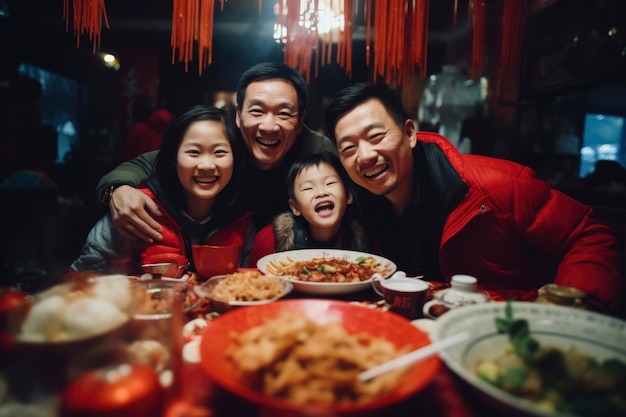 Foto gratuita vista de las personas que asisten a la cena de reunión del año nuevo chino