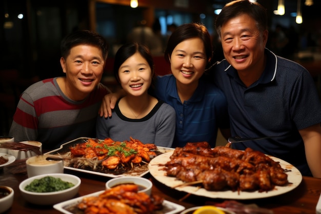 Foto gratuita vista de las personas que asisten a la cena de reunión del año nuevo chino