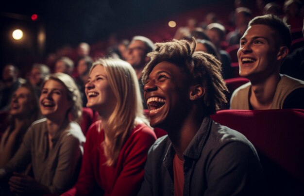 Vista de personas riendo en un espectáculo de comedia