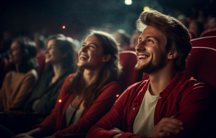Vista de personas riendo en un espectáculo de comedia