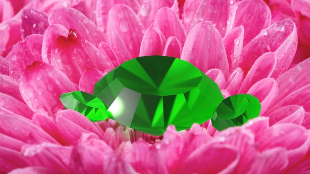 Foto gratuita vista de piedras preciosas brillantes con flores.