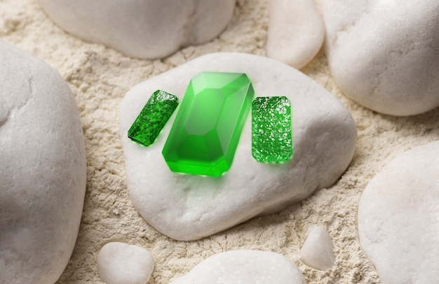 Foto gratuita vista de piedras preciosas brillantes con rocas