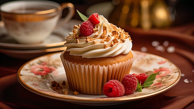 Foto gratuita vista del plato con delicioso y dulce postre de magdalenas