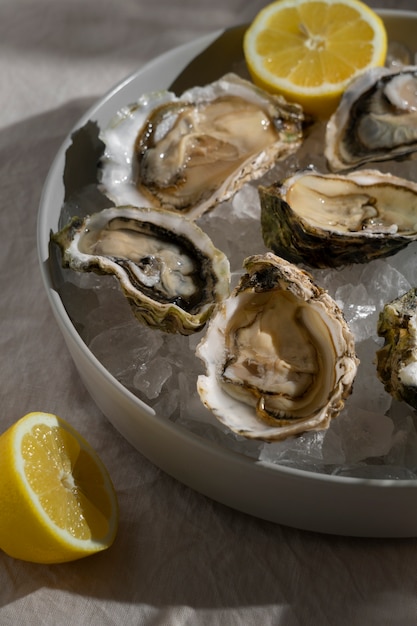 Foto gratuita vista del plato hecho de manjares de ostras