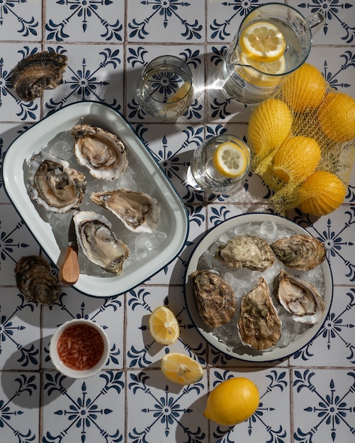 Foto gratuita vista del plato hecho de manjares de ostras