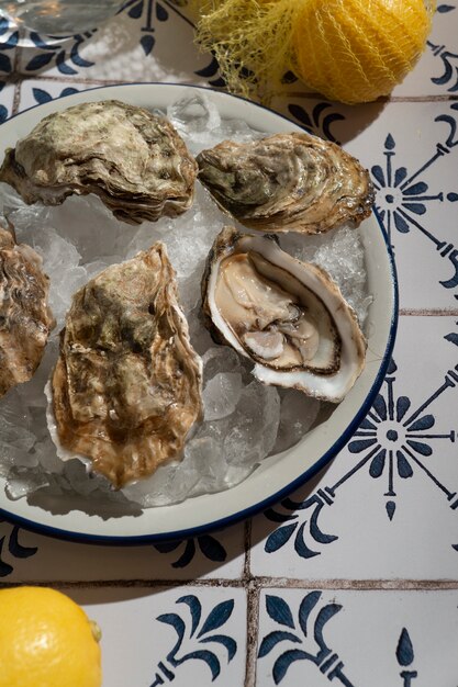 Foto gratuita vista del plato hecho de manjares de ostras