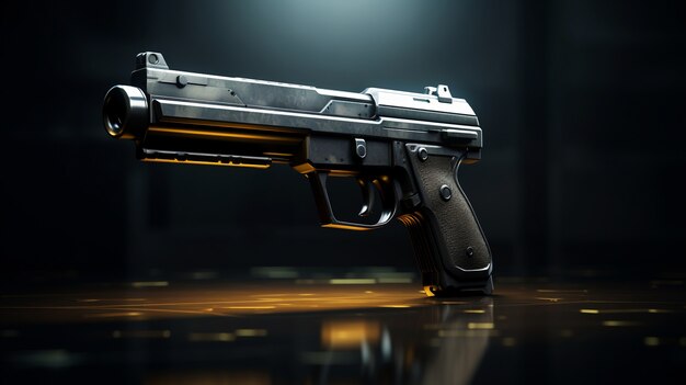 Vista de la poderosa pistola 3d