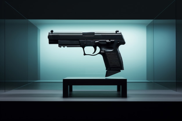 Vista de la poderosa pistola 3d