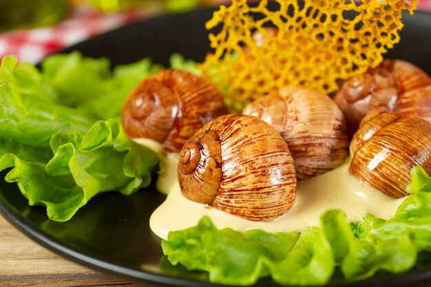 Vista de primer plano del arreglo de comida deliciosa