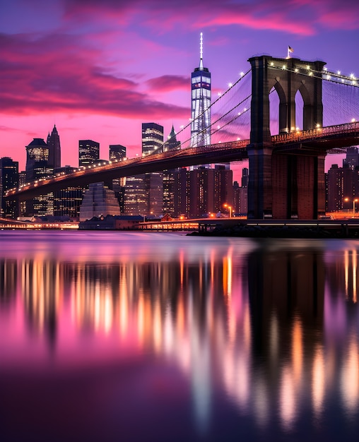 Foto gratuita vista del puente de brooklyn en la ciudad de new yew