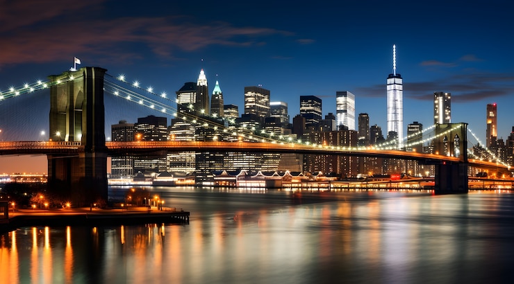 Foto gratuito vista del puente de brooklyn en la ciudad de new yew
