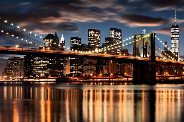 Vista del puente de Brooklyn en la ciudad de New Yew