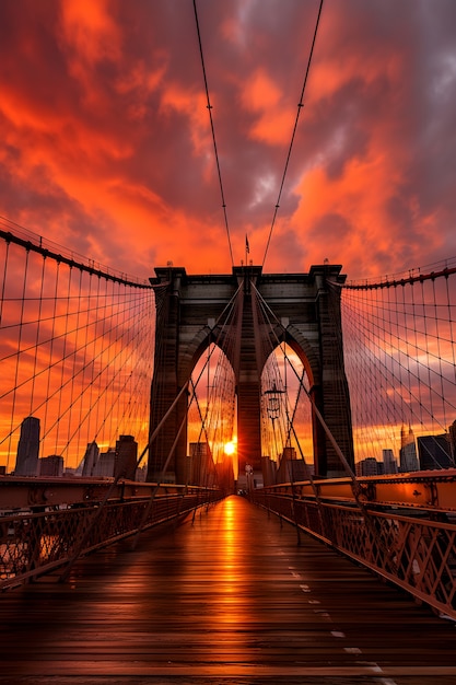 Foto gratuita vista del puente de brooklyn en la ciudad de nueva york