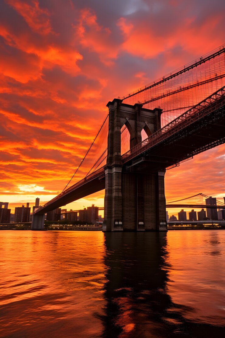 Foto gratuito vista del puente de brooklyn en la ciudad de nueva york