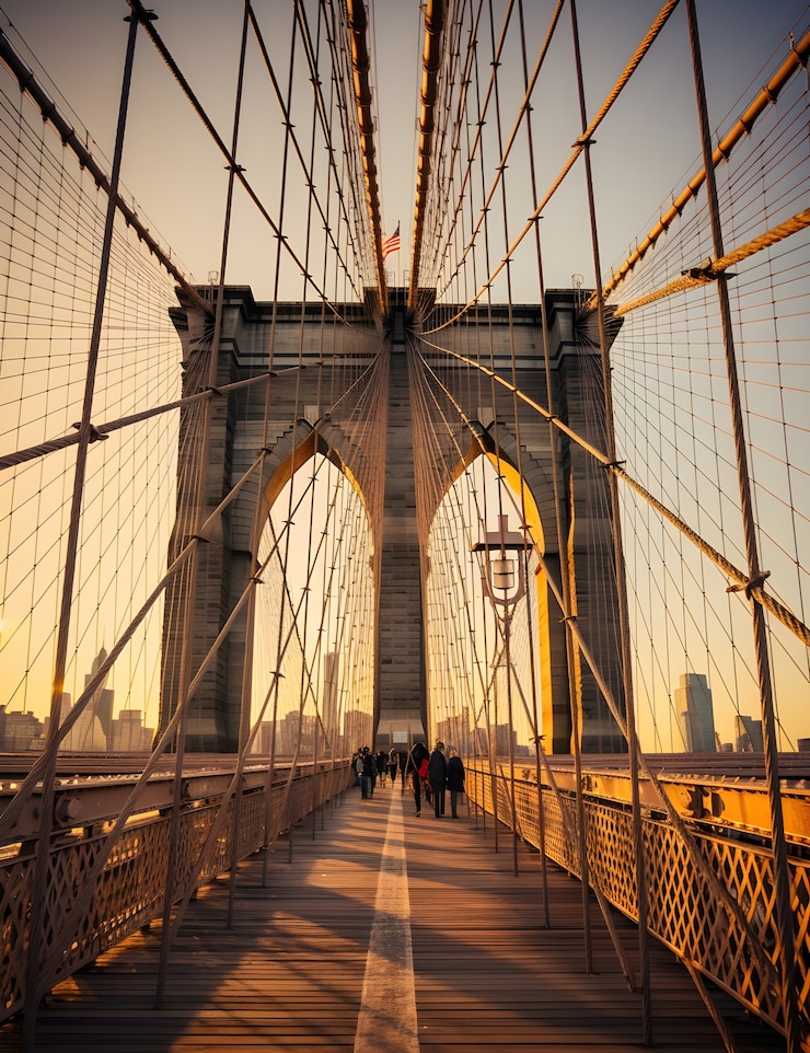 Foto gratuito vista del puente de brooklyn en la ciudad de nueva york